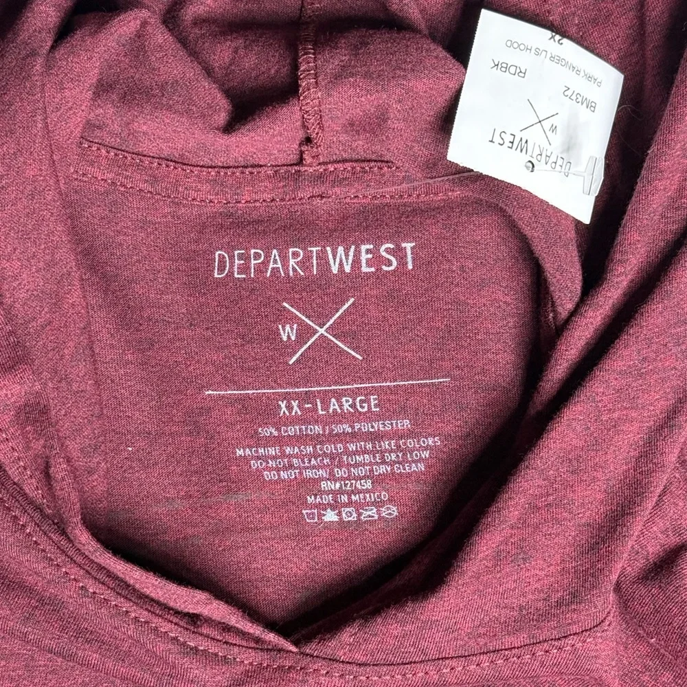 Departwest Men’s Maroon Lightweight Pullover Hoodie - Picture 2 of 8